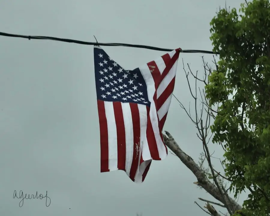 American flag sanibel after Ian