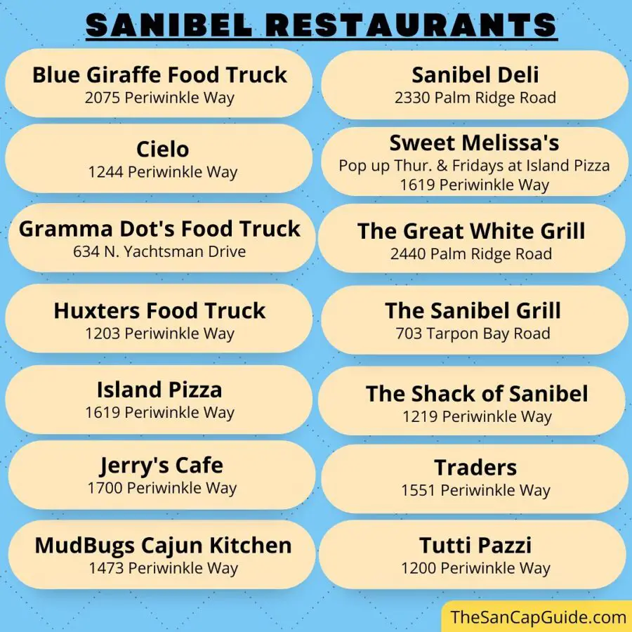 restaurants open on Sanibel after ian